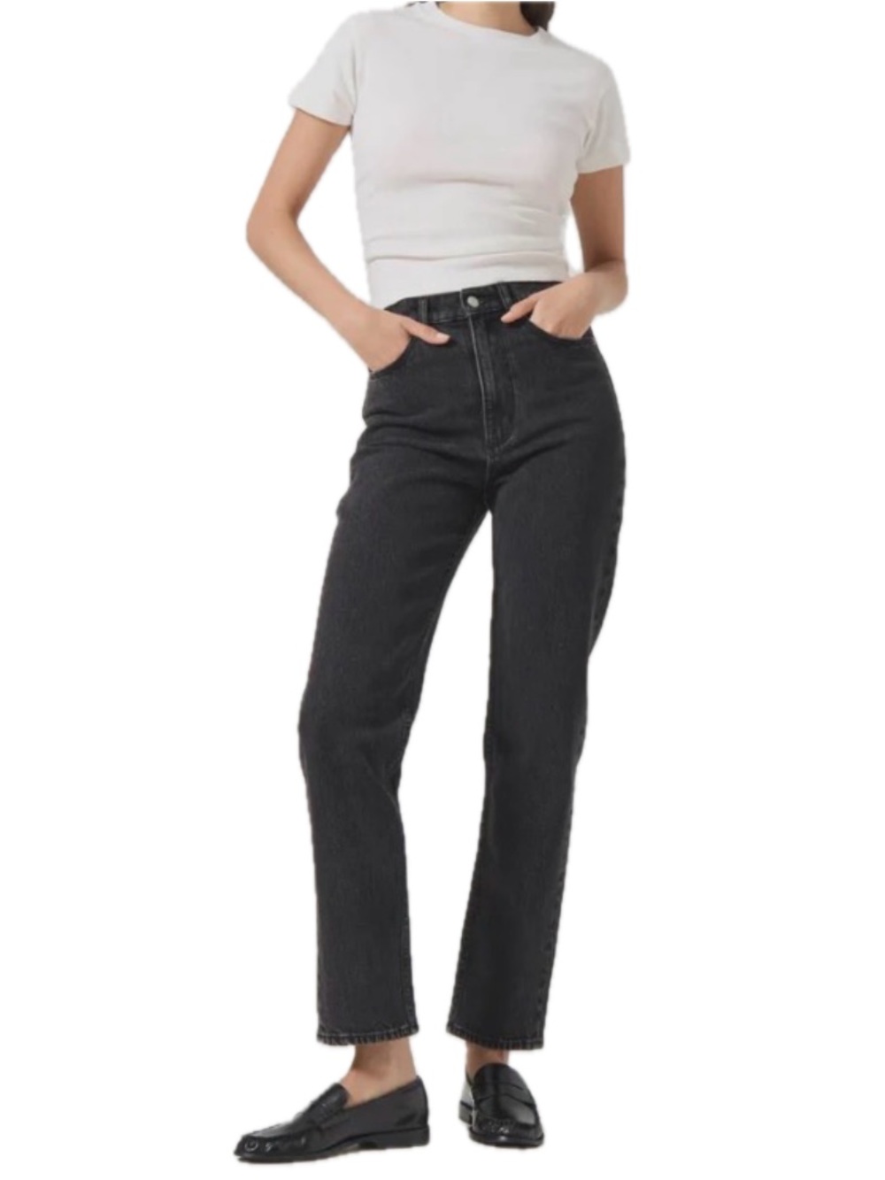 ROLLA'S Original Straight Leg Jeans AU 10 / US6 Black Wash High Rise 29" Inseam